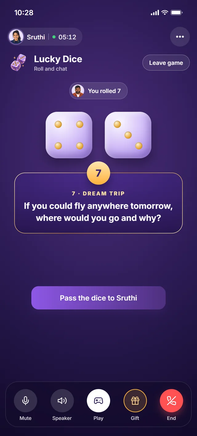 Lucky Dice, during a call with Sruthi